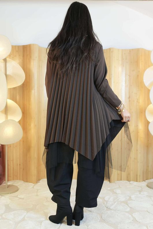 Gotham Pleat Tunic Chocolate